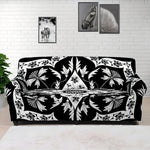 Black And White Lotus Mandala Print Sofa Cover