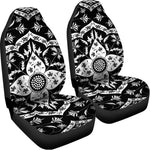 Black And White Lotus Mandala Print Universal Fit Car Seat Covers