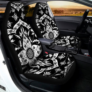 Black And White Lotus Mandala Print Universal Fit Car Seat Covers