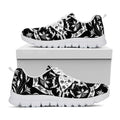 Black And White Lotus Mandala Print White Running Shoes