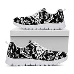 Black And White Lotus Mandala Print White Sneakers