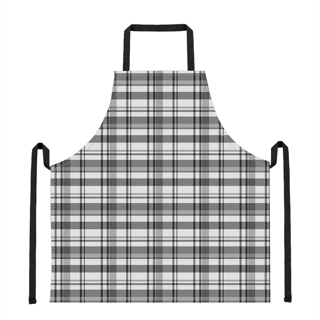 Black And White Madras Pattern Print Apron