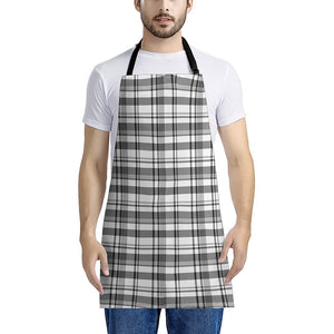 Black And White Madras Pattern Print Apron