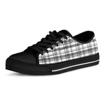 Black And White Madras Pattern Print Black Low Top Shoes