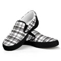 Black And White Madras Pattern Print Black Slip On Sneakers