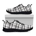 Black And White Madras Pattern Print Black Running Shoes