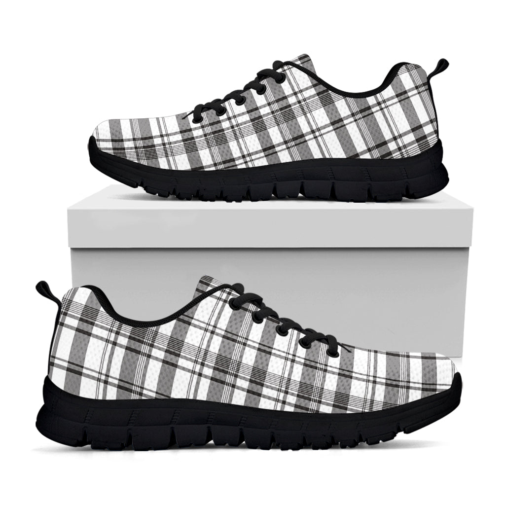 Black And White Madras Pattern Print Black Sneakers