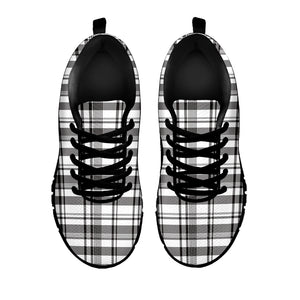 Black And White Madras Pattern Print Black Sneakers