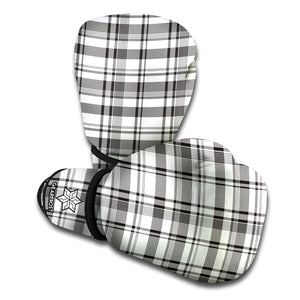 Black And White Madras Pattern Print Boxing Gloves