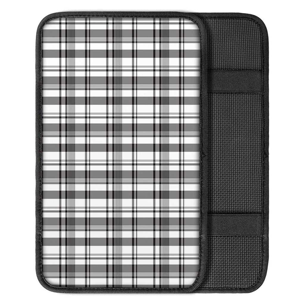 Black And White Madras Pattern Print Car Center Console Cover