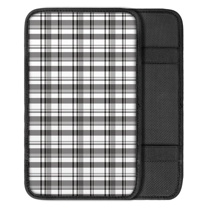 Black And White Madras Pattern Print Car Center Console Cover