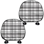 Black And White Madras Pattern Print Car Headrest Covers