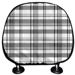 Black And White Madras Pattern Print Car Headrest Covers