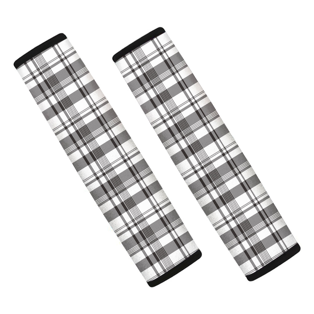 Black And White Madras Pattern Print Car Seat Belt Covers
