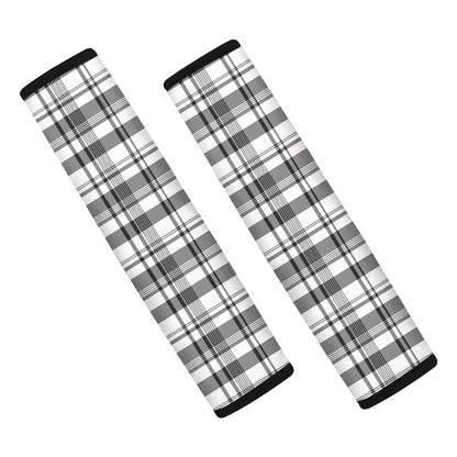 Black And White Madras Pattern Print Car Seat Belt Covers