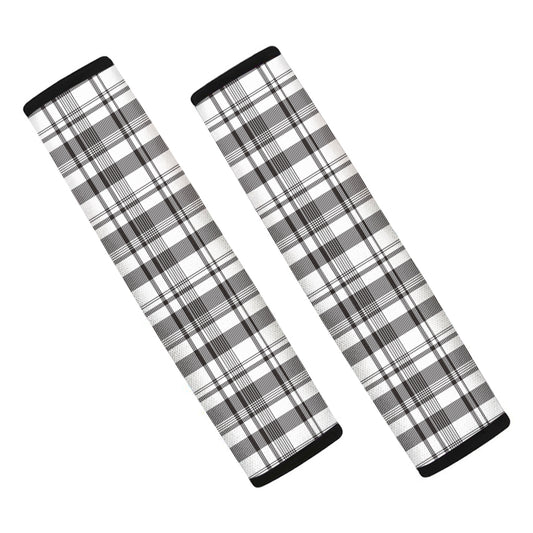 Black And White Madras Pattern Print Car Seat Belt Covers