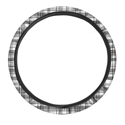 Black And White Madras Pattern Print Car Steering Wheel Cover