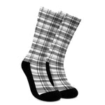 Black And White Madras Pattern Print Crew Socks