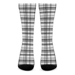 Black And White Madras Pattern Print Crew Socks