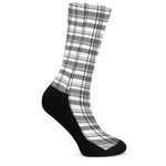 Black And White Madras Pattern Print Crew Socks