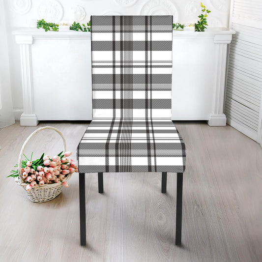 Black And White Madras Pattern Print Dining Chair Slipcover