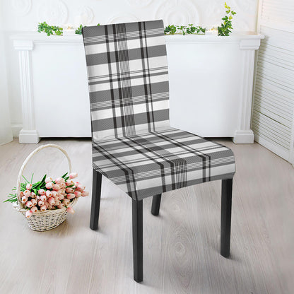 Black And White Madras Pattern Print Dining Chair Slipcover