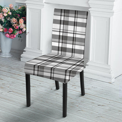 Black And White Madras Pattern Print Dining Chair Slipcover