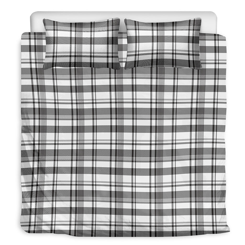 Black And White Madras Pattern Print Duvet Cover Bedding Set