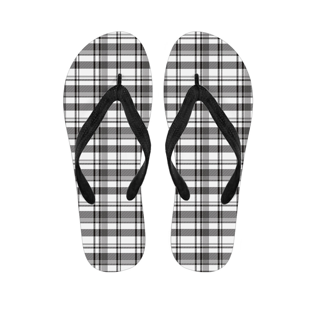 Black And White Madras Pattern Print Flip Flops