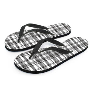 Black And White Madras Pattern Print Flip Flops