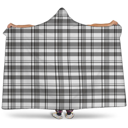Black And White Madras Pattern Print Hooded Blanket