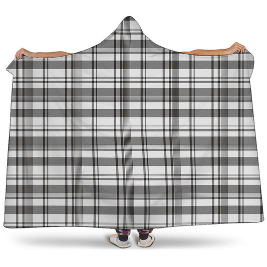 Black And White Madras Pattern Print Hooded Blanket