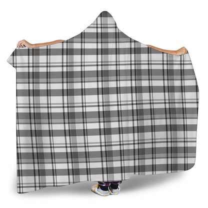 Black And White Madras Pattern Print Hooded Blanket