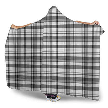 Black And White Madras Pattern Print Hooded Blanket