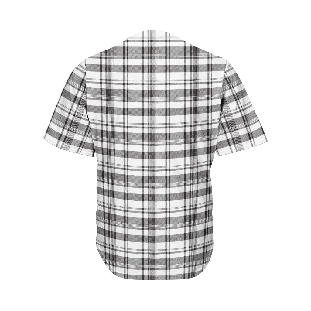 Black And White Madras Pattern Print Men's Baseball Jersey