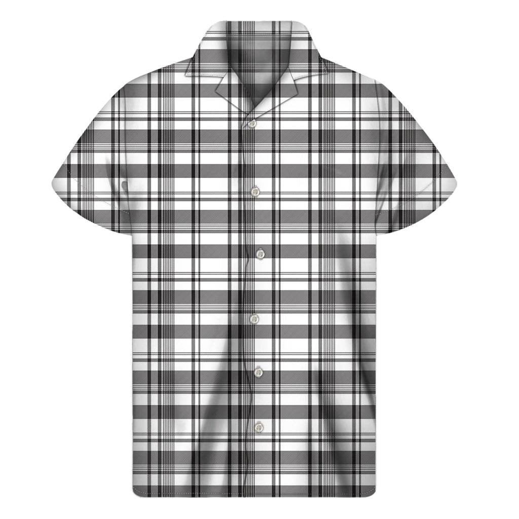 Black And White Madras Pattern Print Men's Short Sleeve Shirt