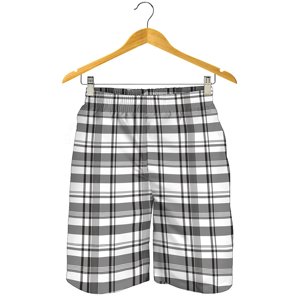 Black And White Madras Pattern Print Men's Shorts