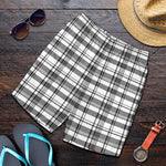 Black And White Madras Pattern Print Men's Shorts