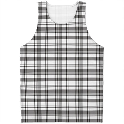 Black And White Madras Pattern Print Men's Tank Top