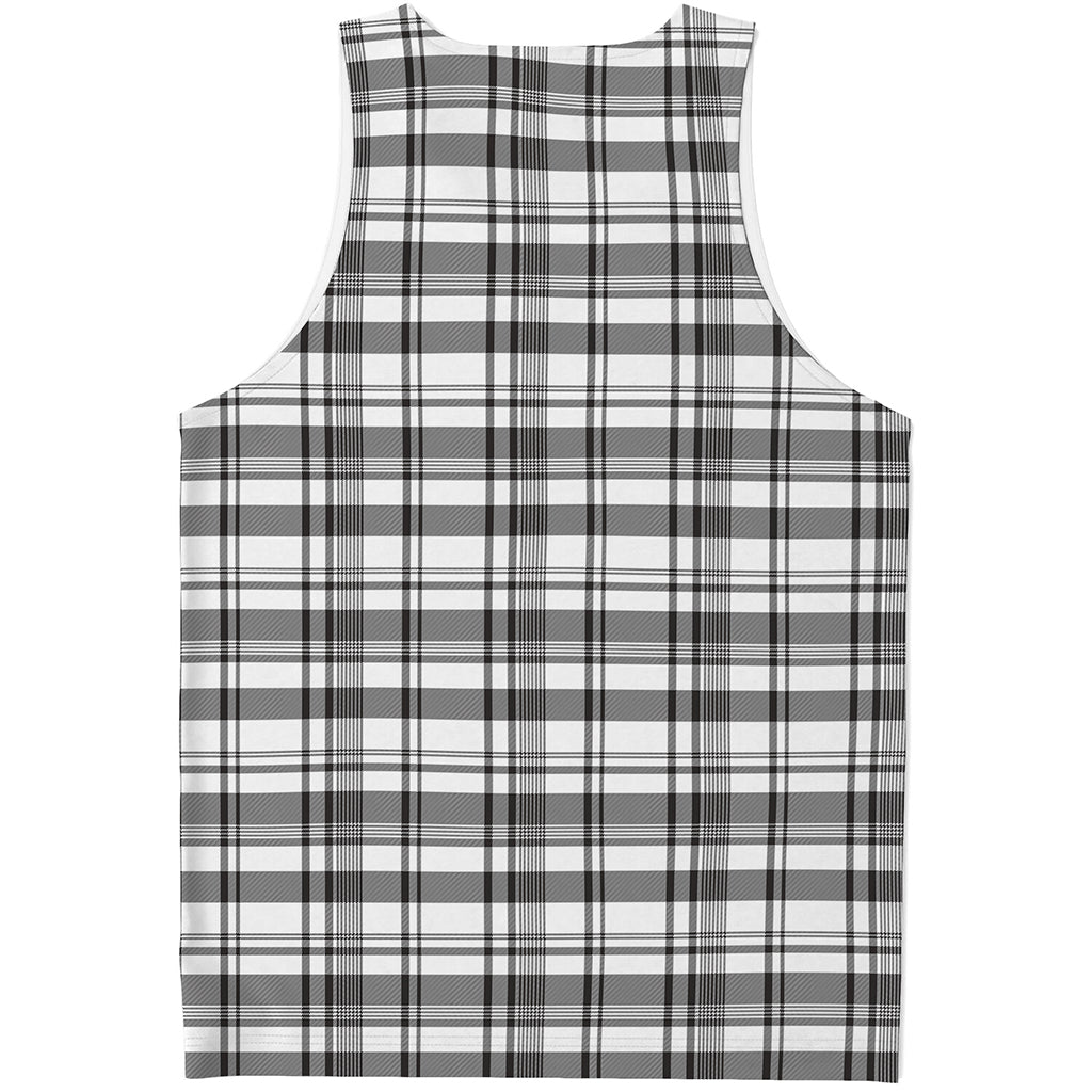 Black And White Madras Pattern Print Men's Tank Top