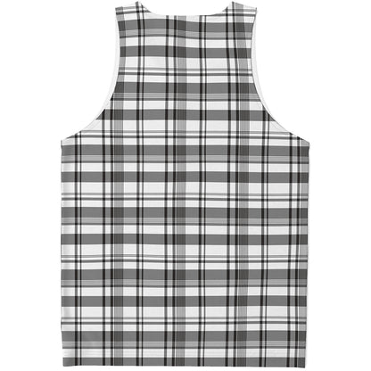 Black And White Madras Pattern Print Men's Tank Top