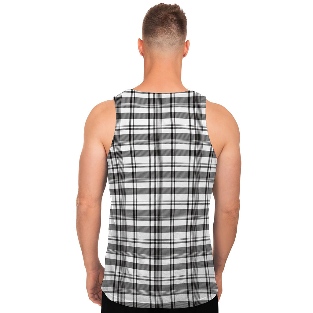 Black And White Madras Pattern Print Men's Tank Top