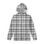 Black And White Madras Pattern Print Pullover Hoodie