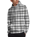 Black And White Madras Pattern Print Pullover Hoodie