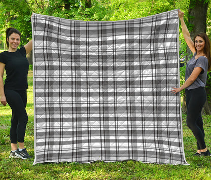 Black And White Madras Pattern Print Quilt
