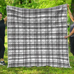 Black And White Madras Pattern Print Quilt