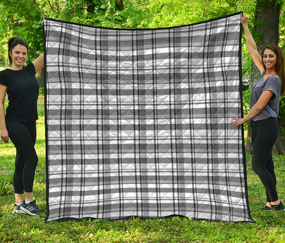 Black And White Madras Pattern Print Quilt