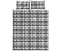 Black And White Madras Pattern Print Quilt Bed Set