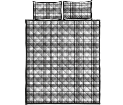 Black And White Madras Pattern Print Quilt Bed Set
