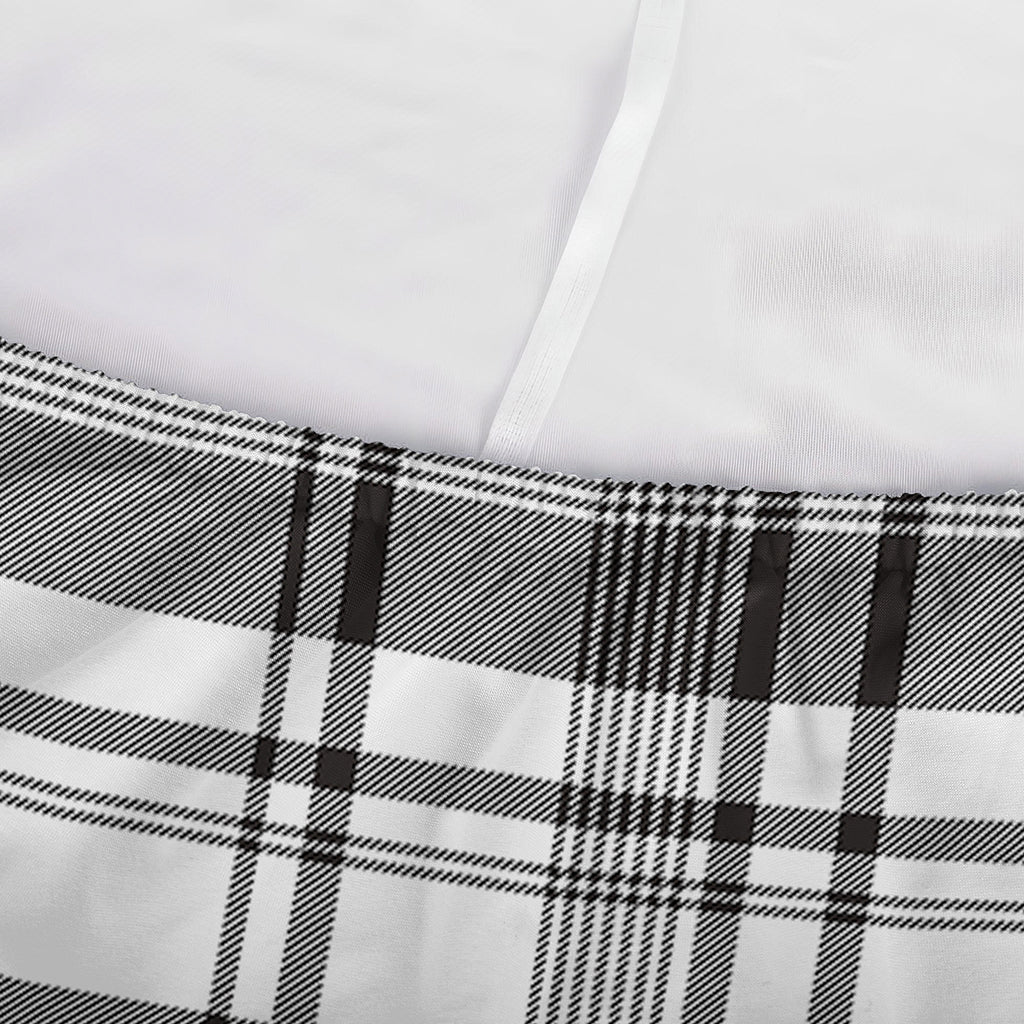 Black And White Madras Pattern Print Sofa Cover